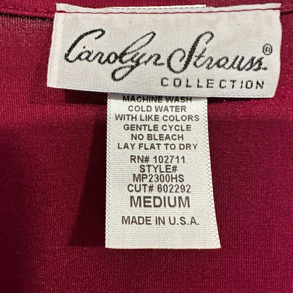 Carolyn Strauss Open Front Duster Knee Length Stretch Ruffled Raspberry Size Med - Picture 3 of 8